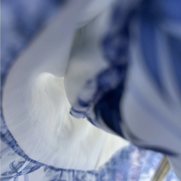 PatBO Amalfi Convertible White/Blue Printed Ruffle Chiffon Maxi Dress Size XS - Picture 16 of 17